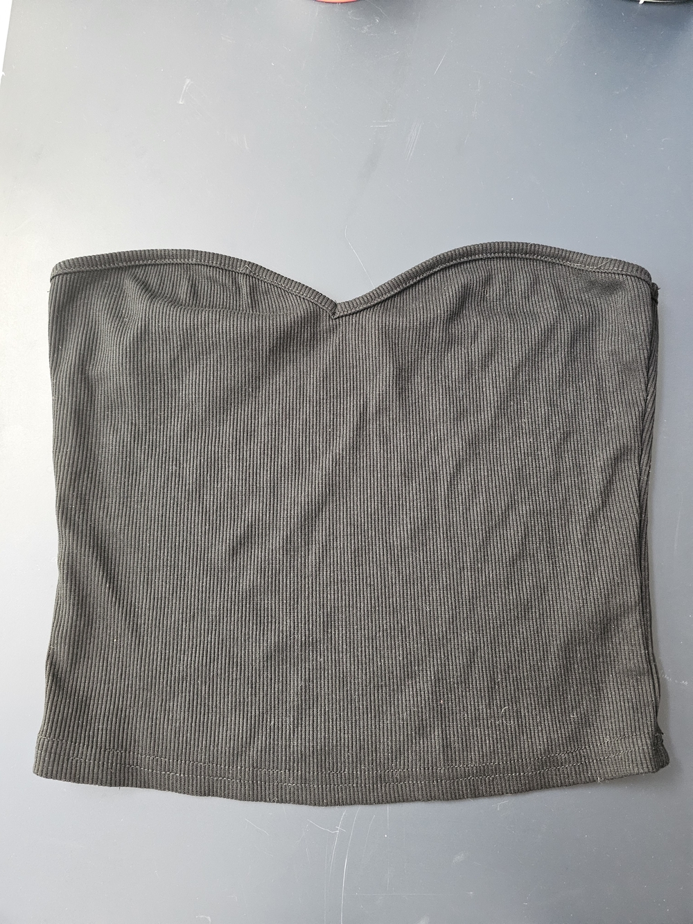 Black Ribbed Strapless Sweetheart Tube Top Size M